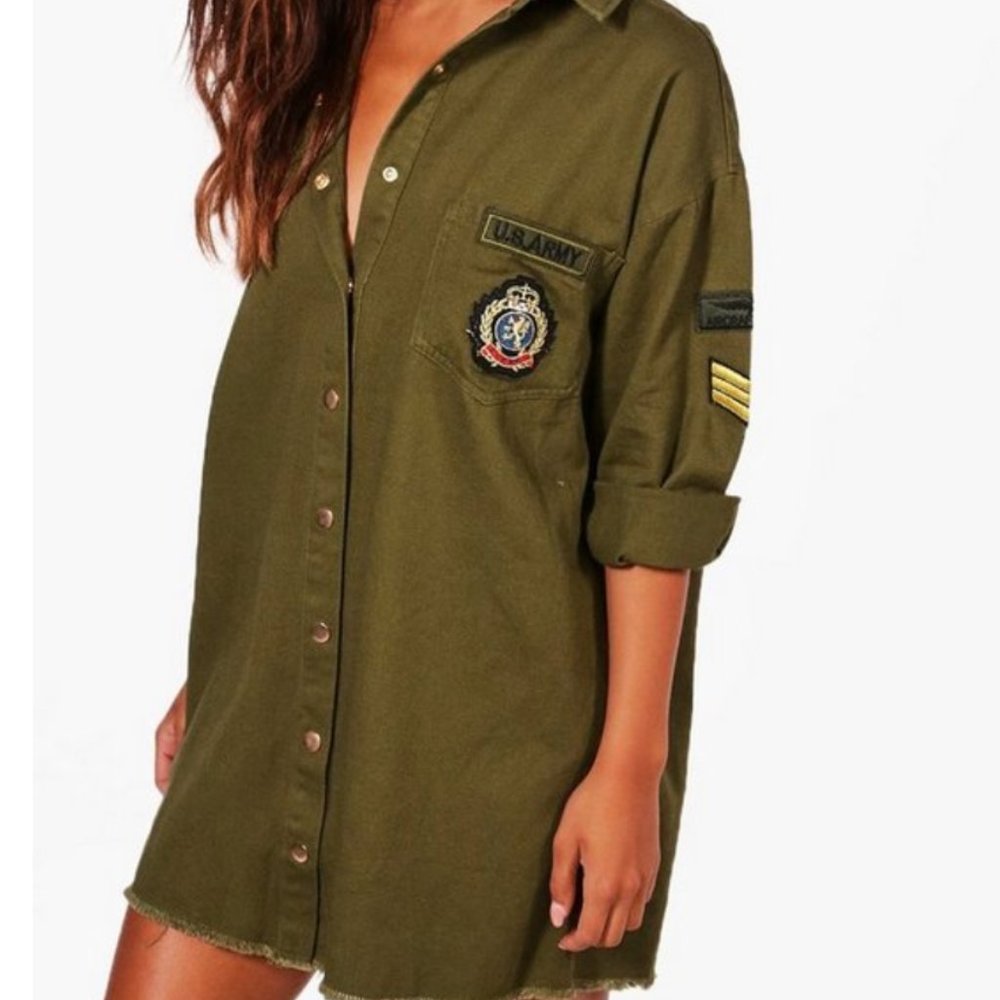 Military Patches Shirt Dress or Oversized top
